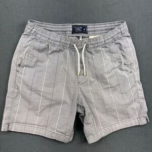 Abercrombie & Fitch Stretch Shorts Mens Size M Plaid Drawstring Casual Gray